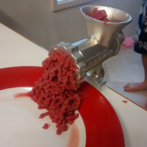 Trying out the Xmas mincer. #notvegan
