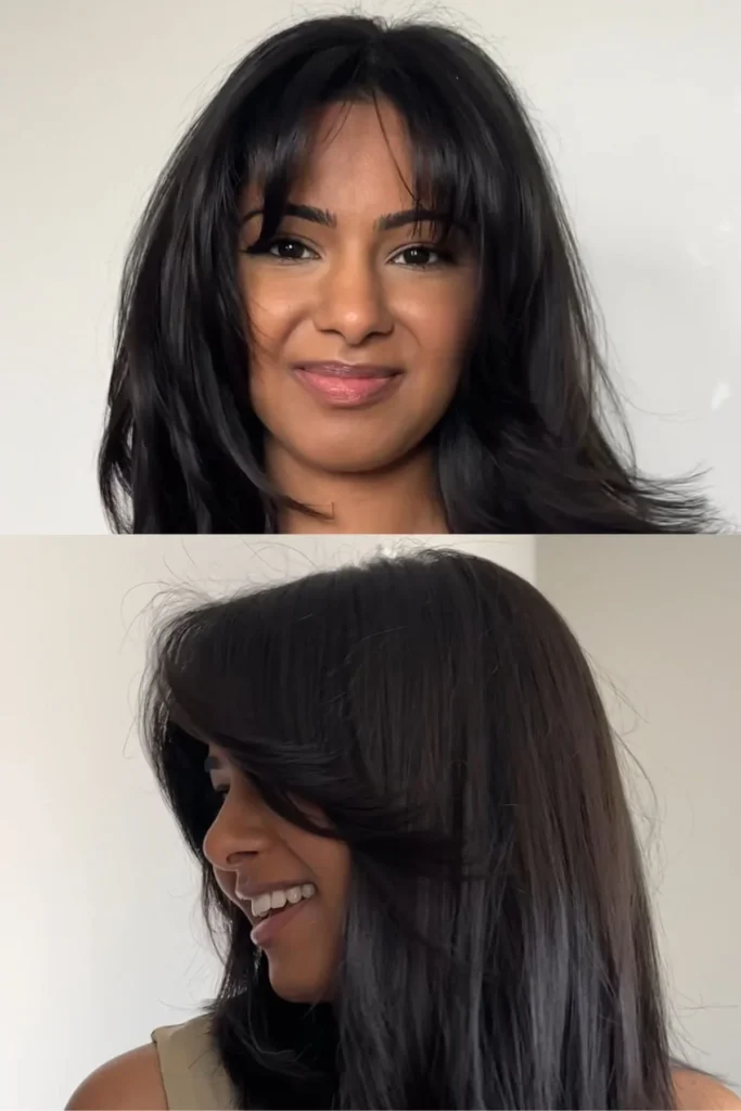 wispy bangs with layered haircut